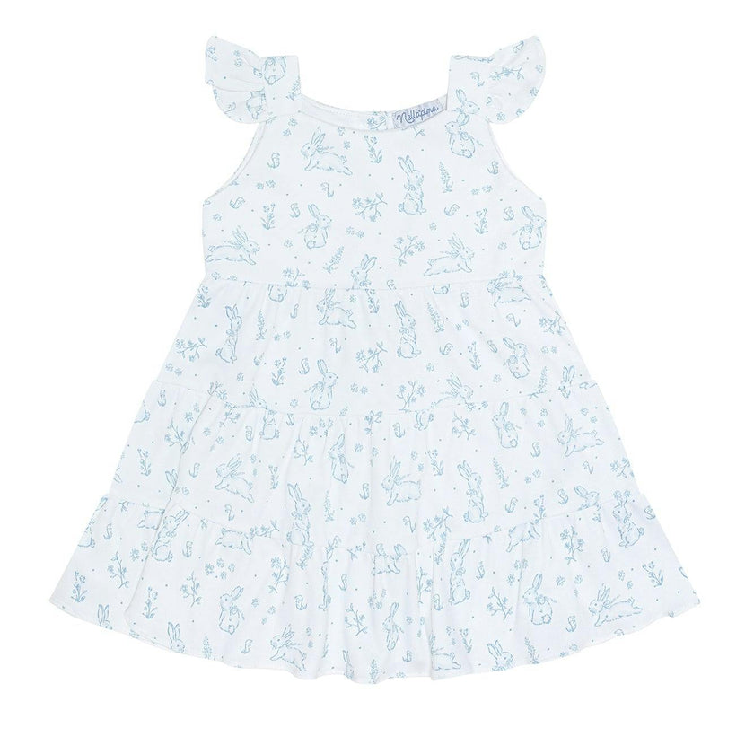 Blue Toile Ruffle Dress