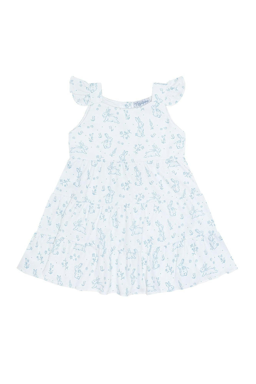 Blue Toile Ruffle Dress