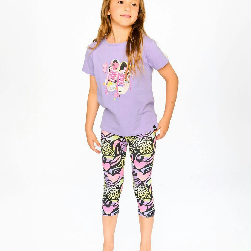 Organic Cotton Jersey T-Shirt Mauve With Sneakers