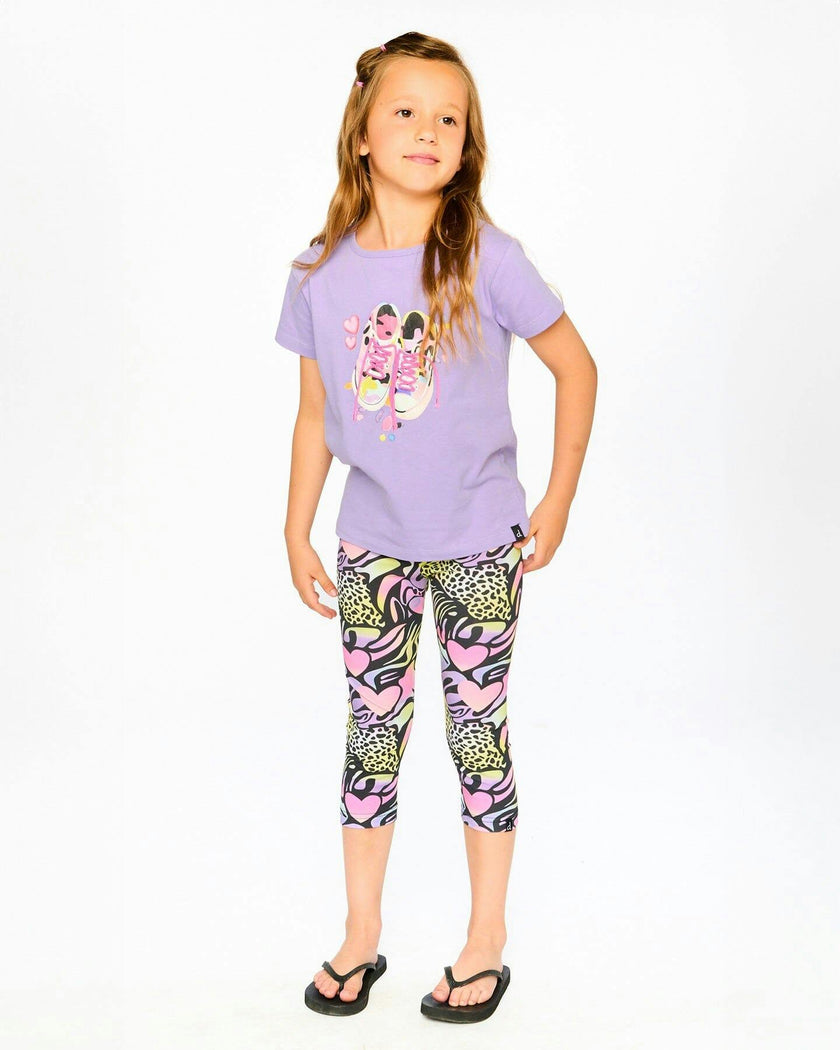 Organic Cotton Jersey Capri Black Printed Multicolor