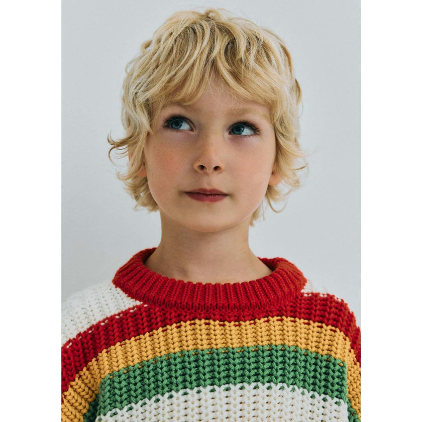 Lantana Jumper Tulip Red Knit Stripes