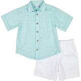 Gingham Linen Look Camp Shirt