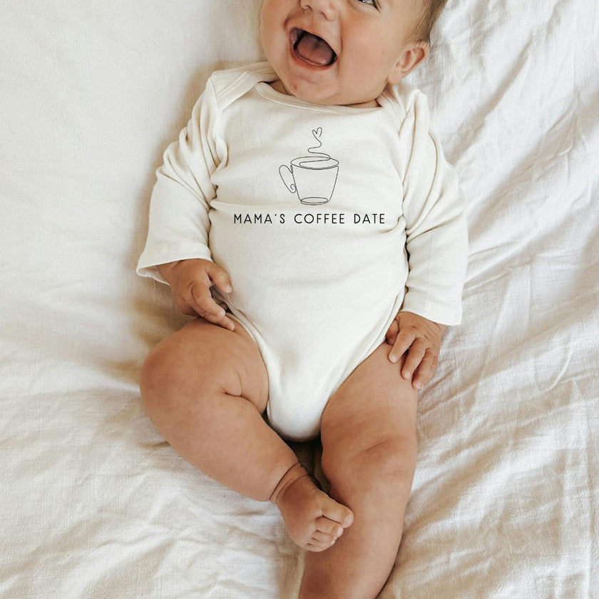 Mama's Coffee Date Organic Bodysuit Long Sleeve