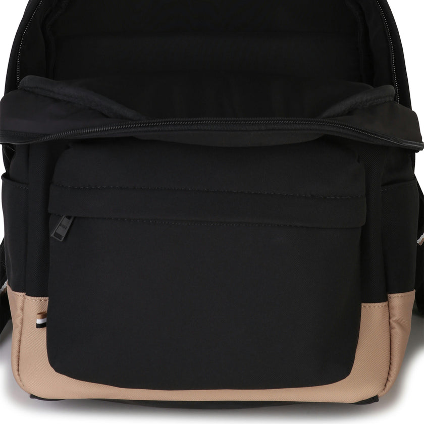 Black Embossed Logo Backpack