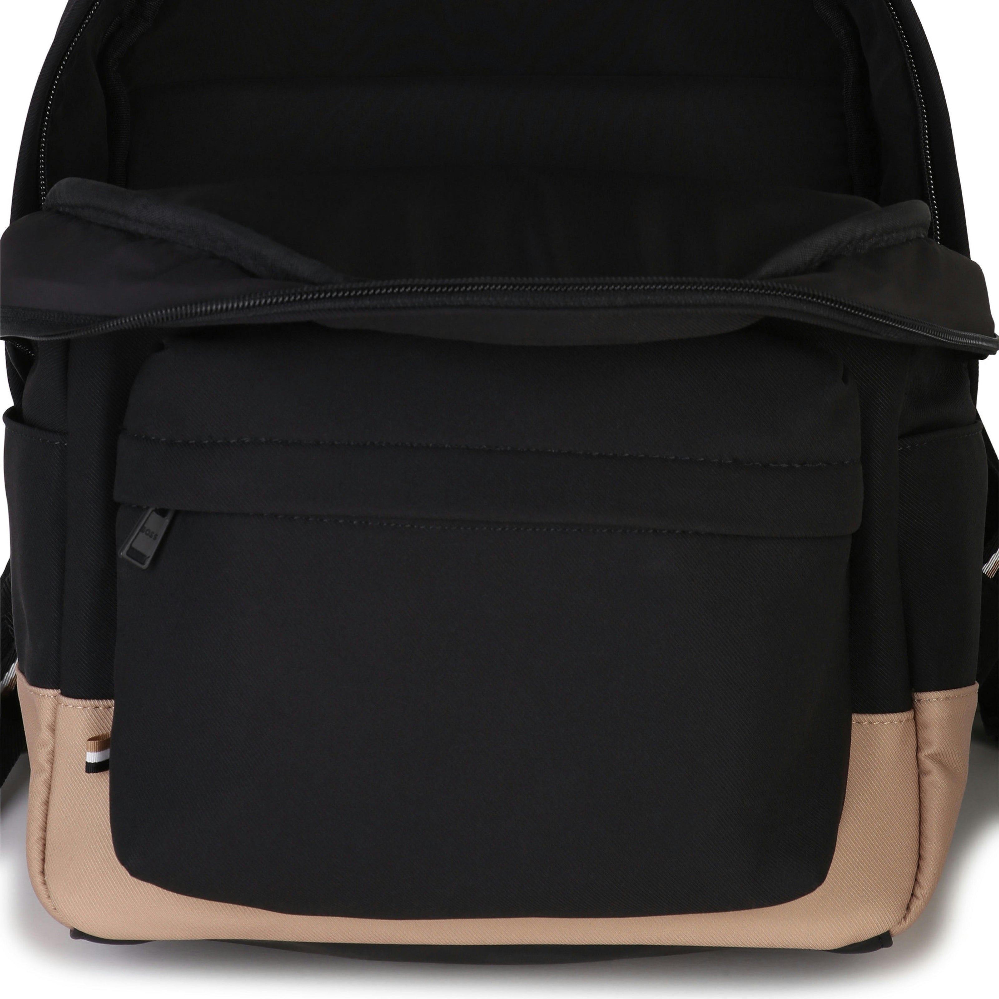 Black Embossed Logo Backpack