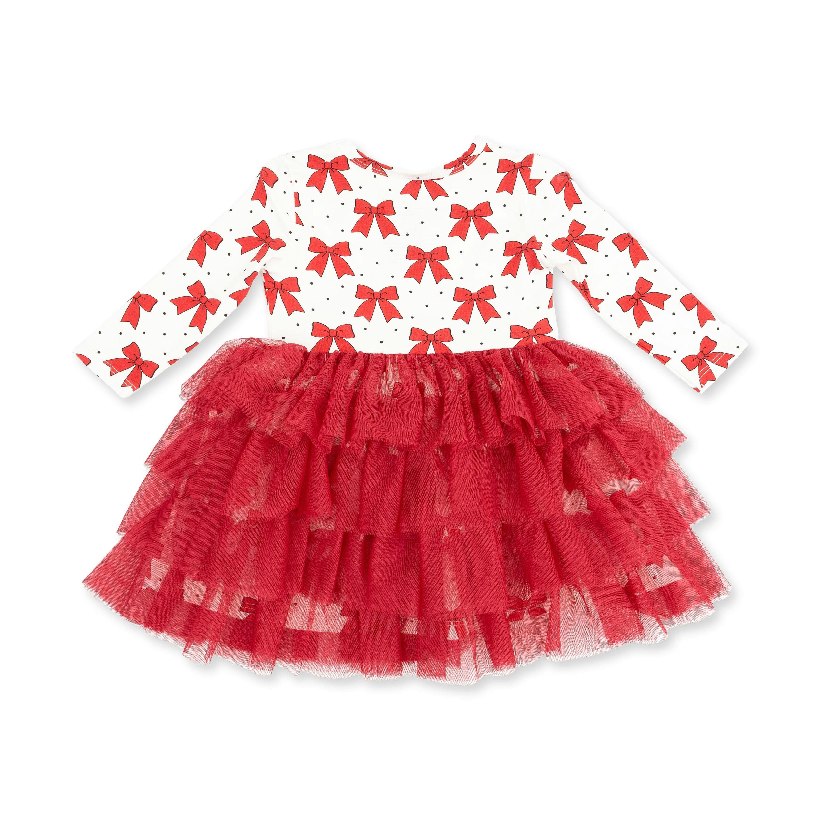 Festive Bows - Bamboo - Twirly Long Sleeve Tutu Dress and Cartwheel Short