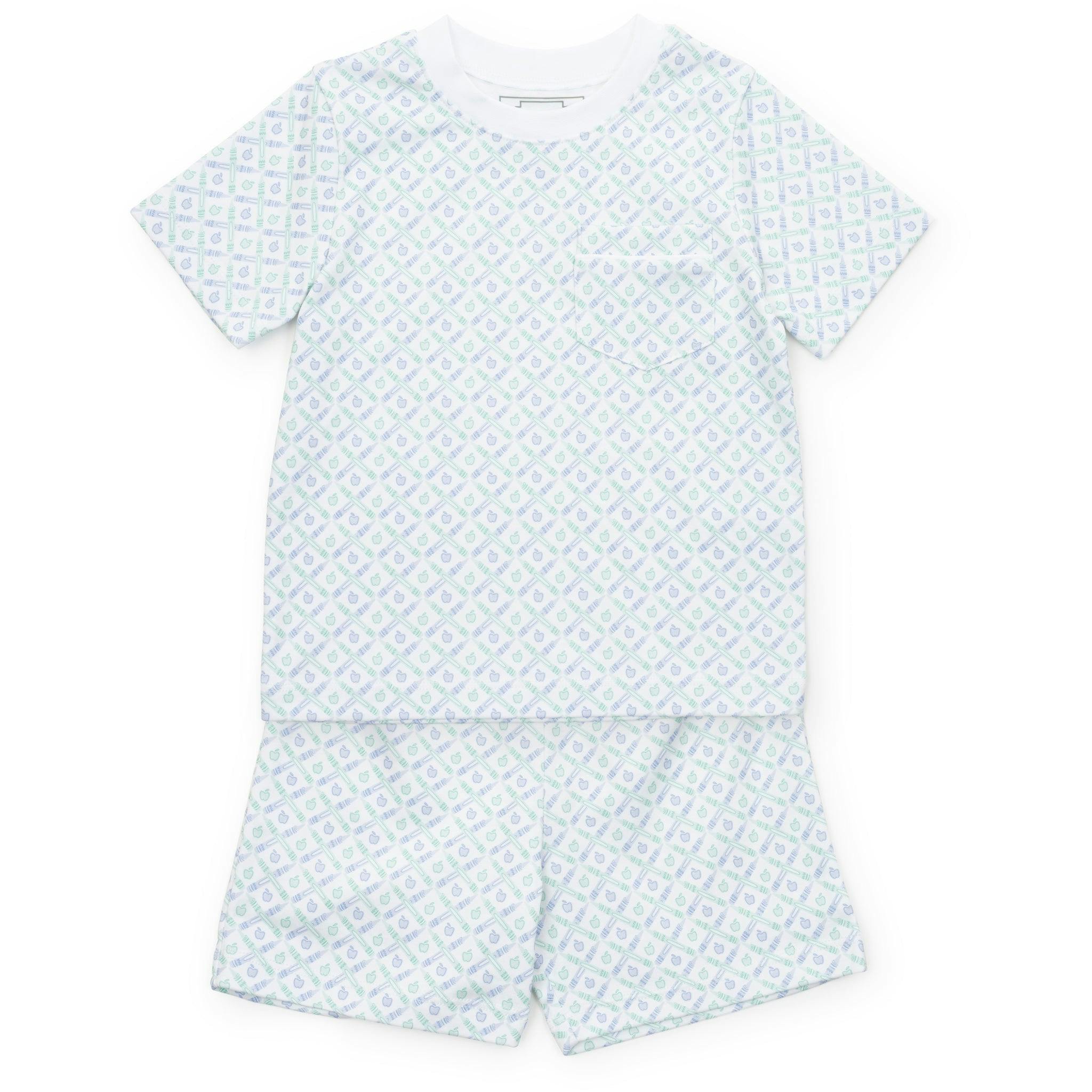 Charles Boys' Short Set - School Plaid Blue
