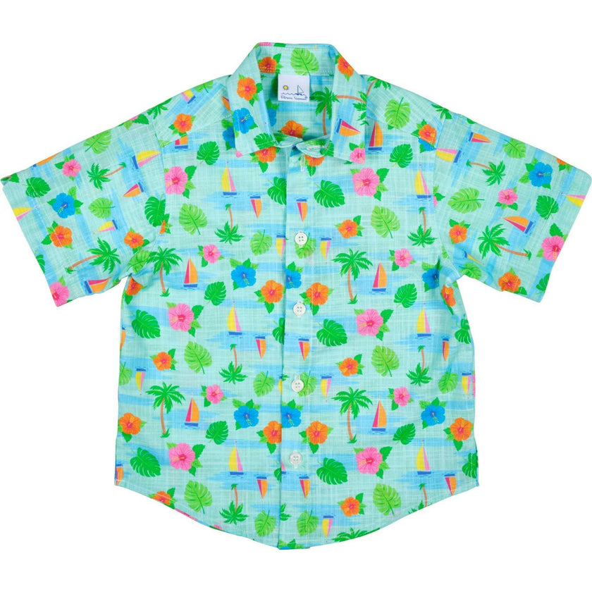 Printed Linen-Look Camp Shirt