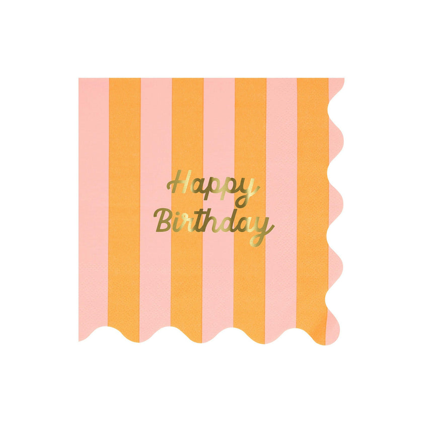 Stripe Happy Birthday Large Napkins