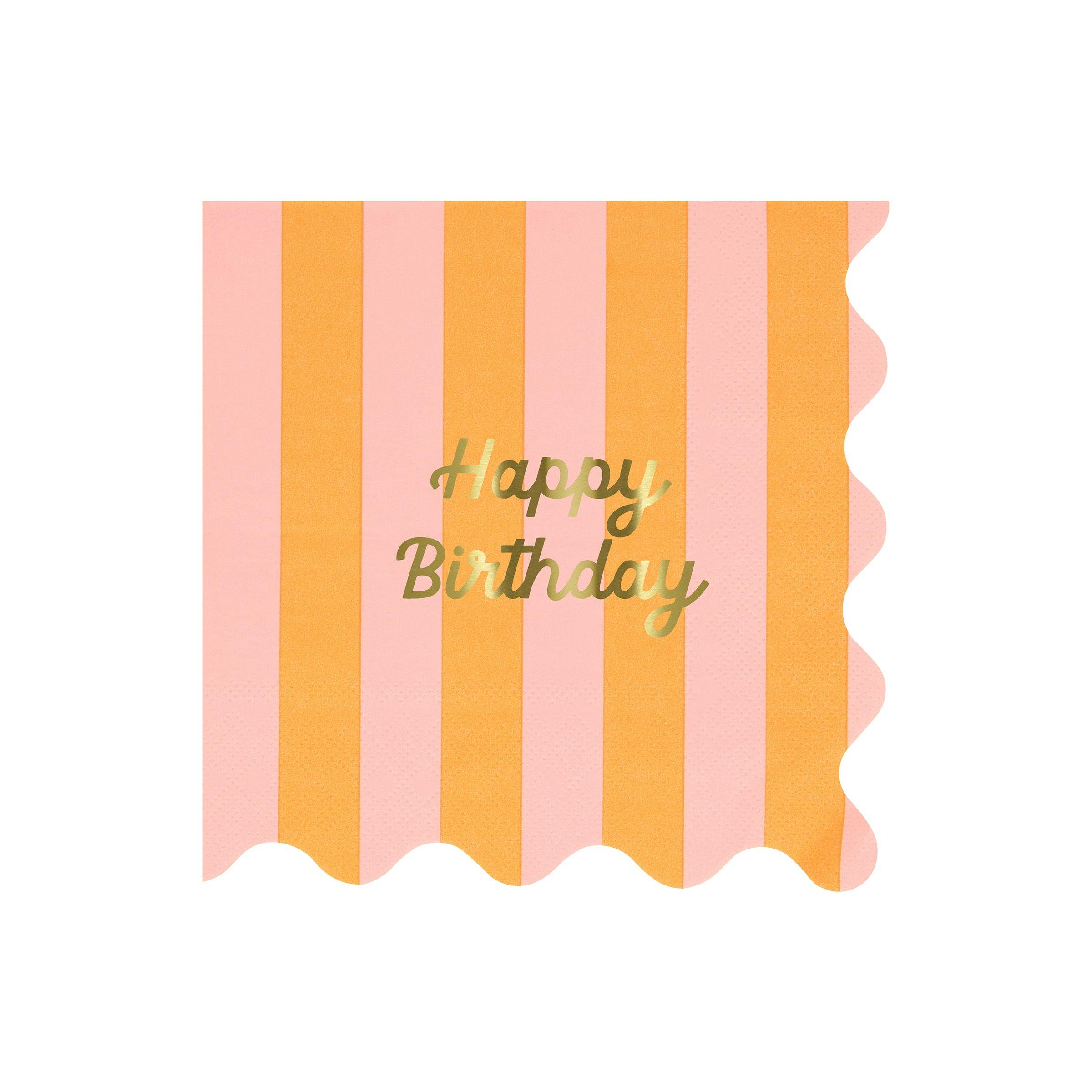 Stripe Happy Birthday Large Napkins