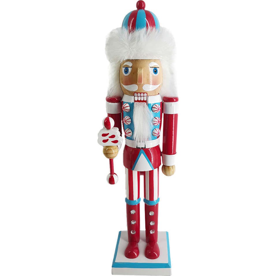 Retro Christmas Nutcracker in Red and Blue