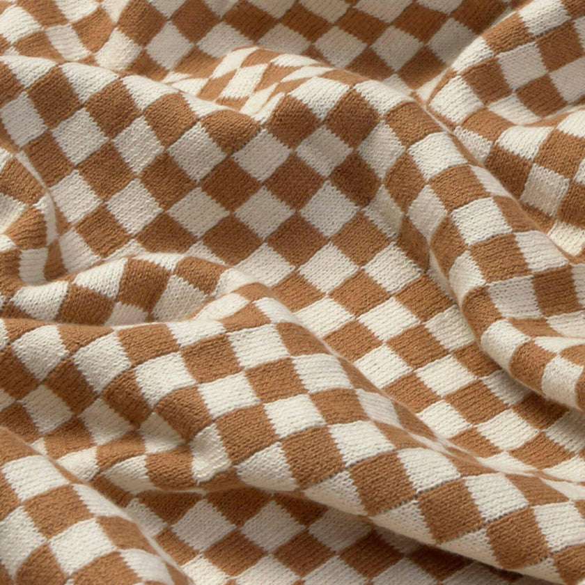 Knitted Blanket Tiles Toffee