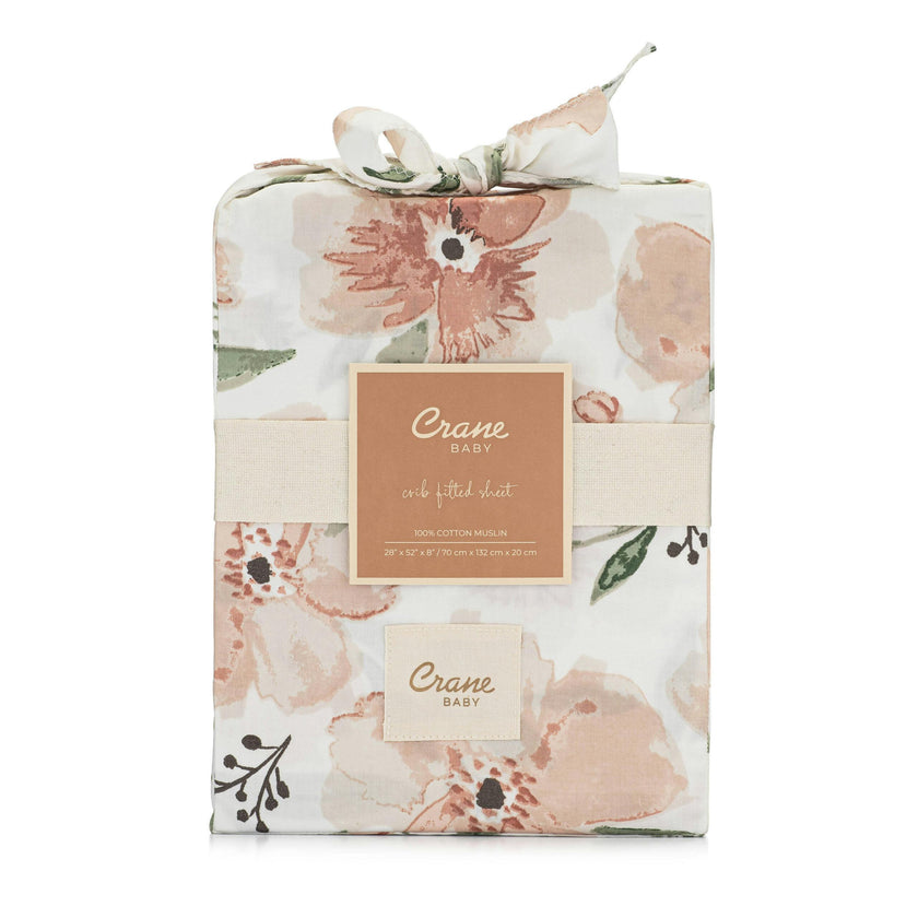 Parker Pink Floral Cotton Fitted Crib Sheet