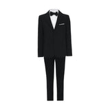 Black Single-Breasted Satin-Lapel Suit Set