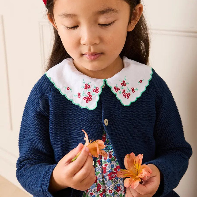 Emilia Floral Embroidered Collar Sleeveless Dress in Red (12mths- 10yrs)