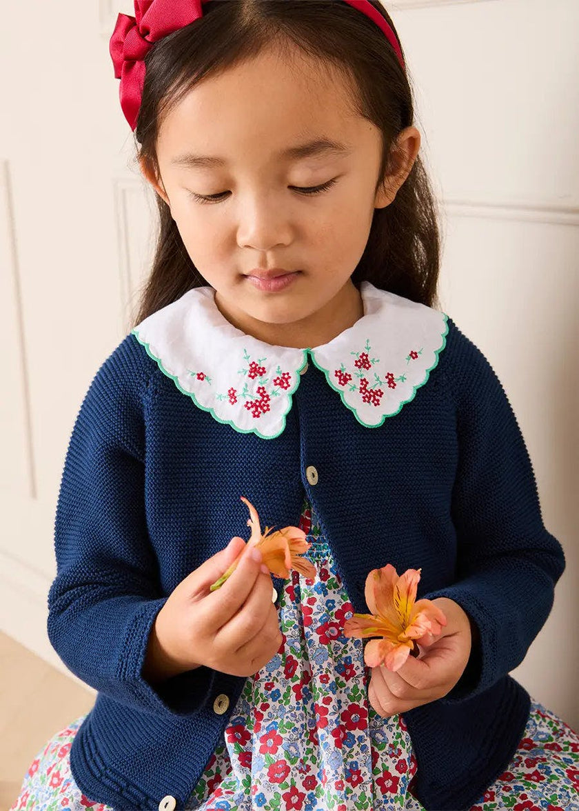 Emilia Floral Embroidered Collar Sleeveless Dress in Red (12mths- 10yrs)