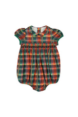VICTOIRE TARTAN SMOCKED ROMPER