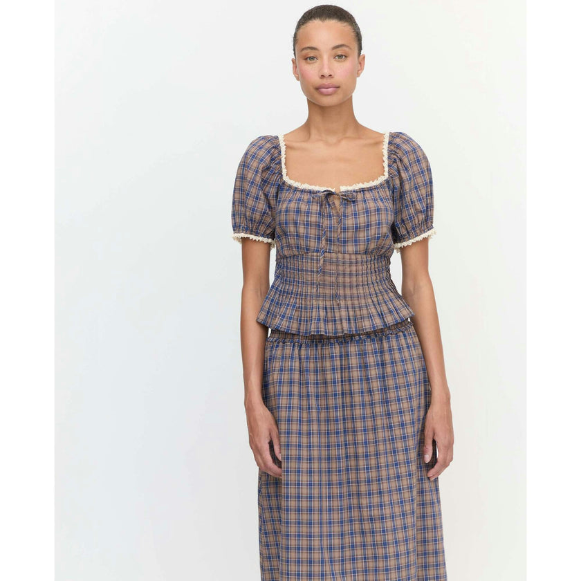 The Paulina Top - Brown Spencer Plaid