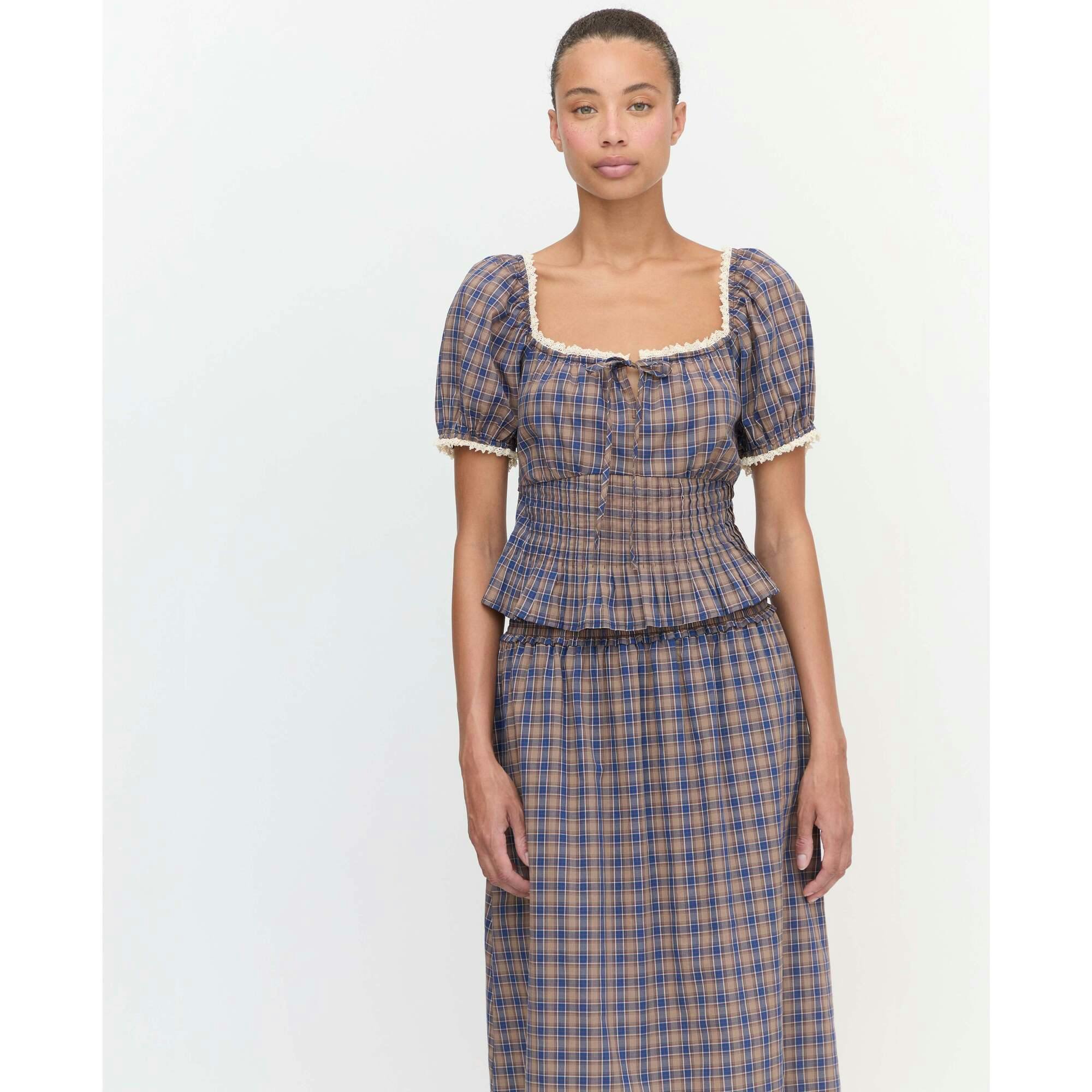 The Paulina Top - Brown Spencer Plaid