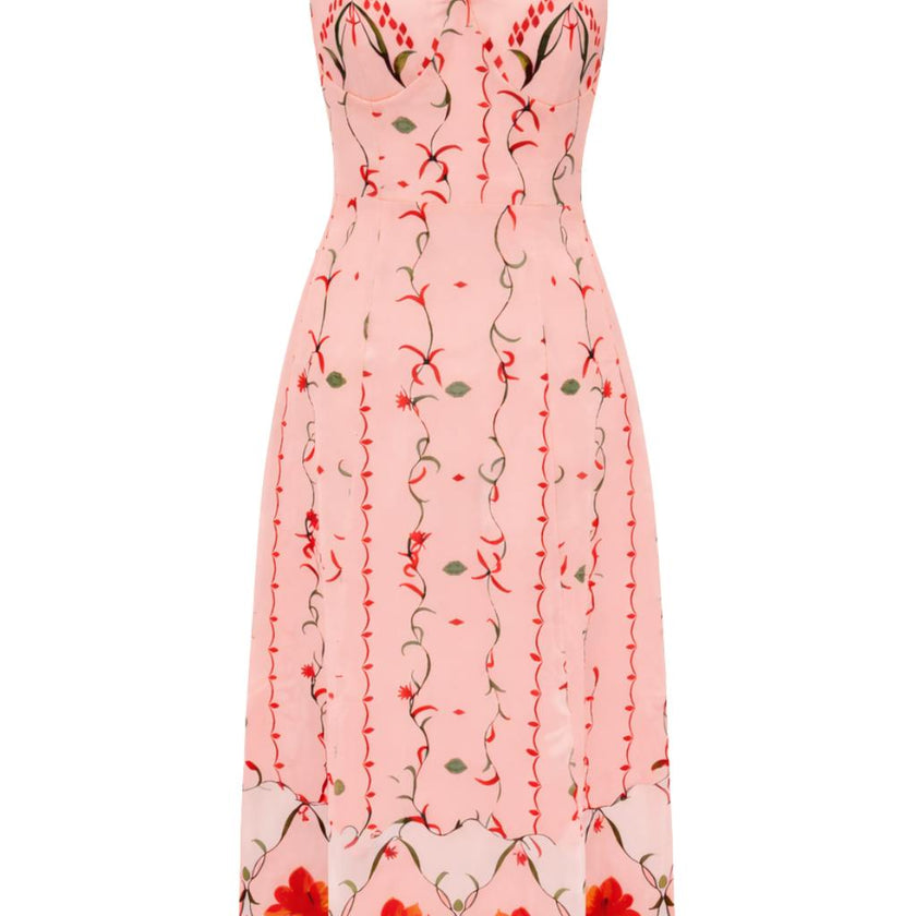 Junie Pink Petal Floral Midi Dress