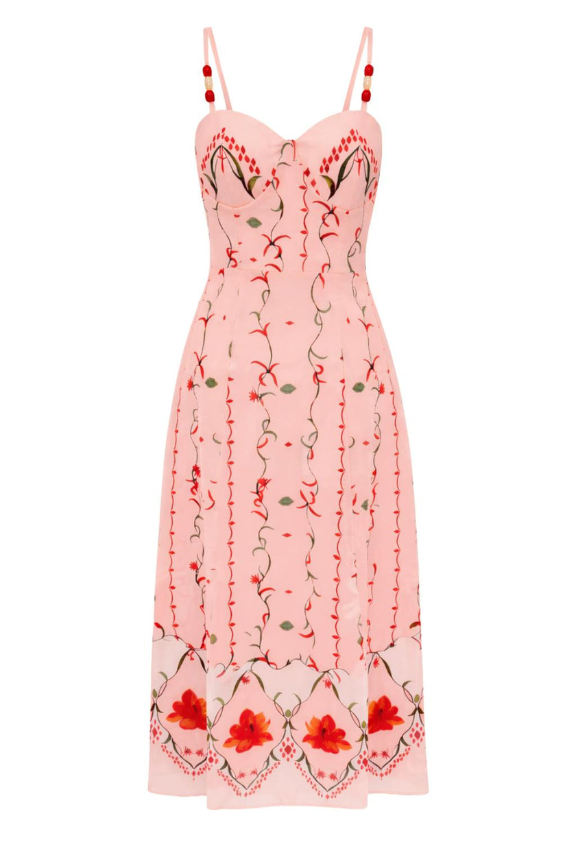 Junie Pink Petal Floral Midi Dress
