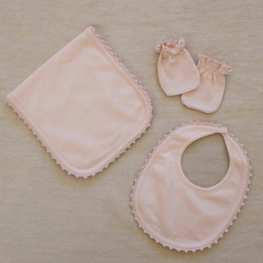 Bib/Mittens/Burp Cloth Set