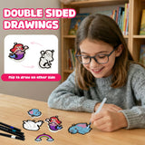 Aqua Fluffs Mess-Free 3D Art Kit for Kids Double-Sided Water-Activated Craft with Dinosaur & Space Designs, No Glue or Paint, Creative Activity Ages 3–8