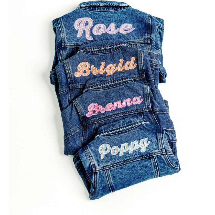 Custom Embroidered Applique Denim Jacket, Floral Multi