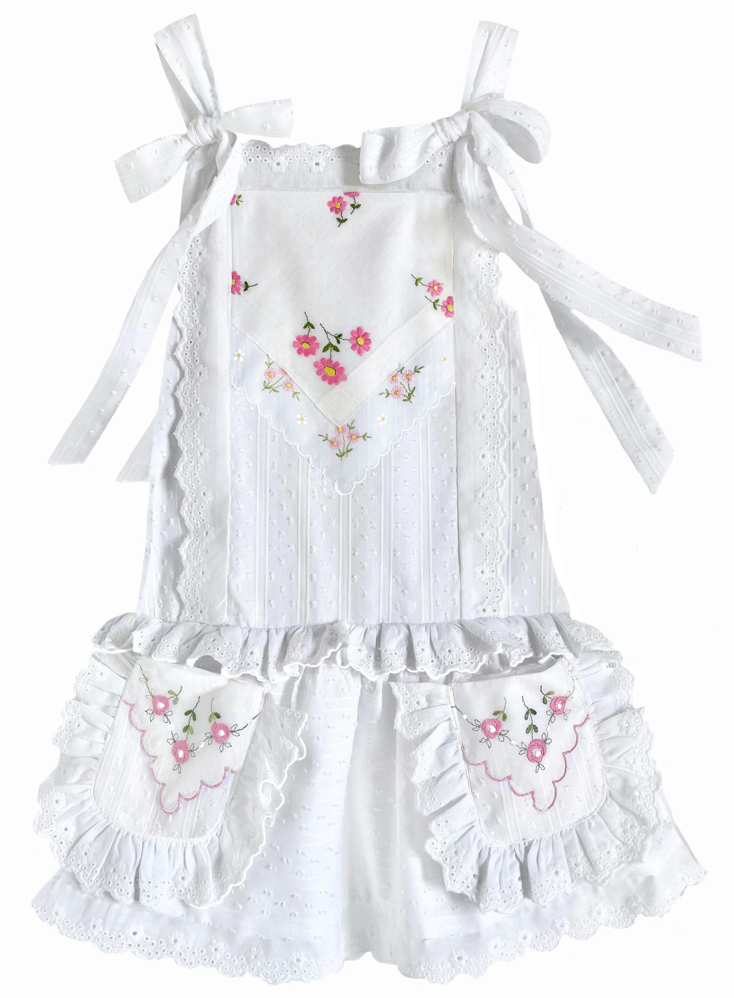 4T Drop-Waist Handkerchief Dress - Pink Daisies