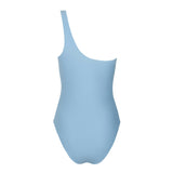 women's dusk blue and cream reversible one shoulder one piece