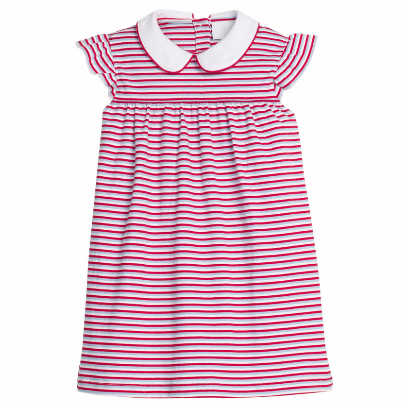 Angel Sleeve Peter Pan Dress - Americana Stripe