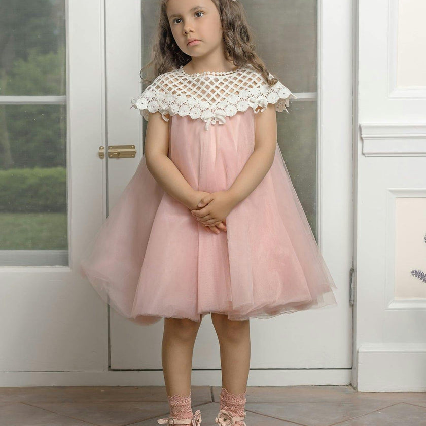 Rosa Pink Tulle Flower Dress