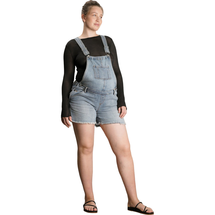 Women's Maternity Austin Distressed Shortalls, Blue