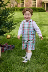 Button Tab John John Set - Douglas Plaid