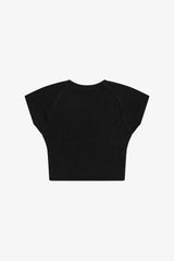 Rayon Rib Cap Sleeve Baseball Tee