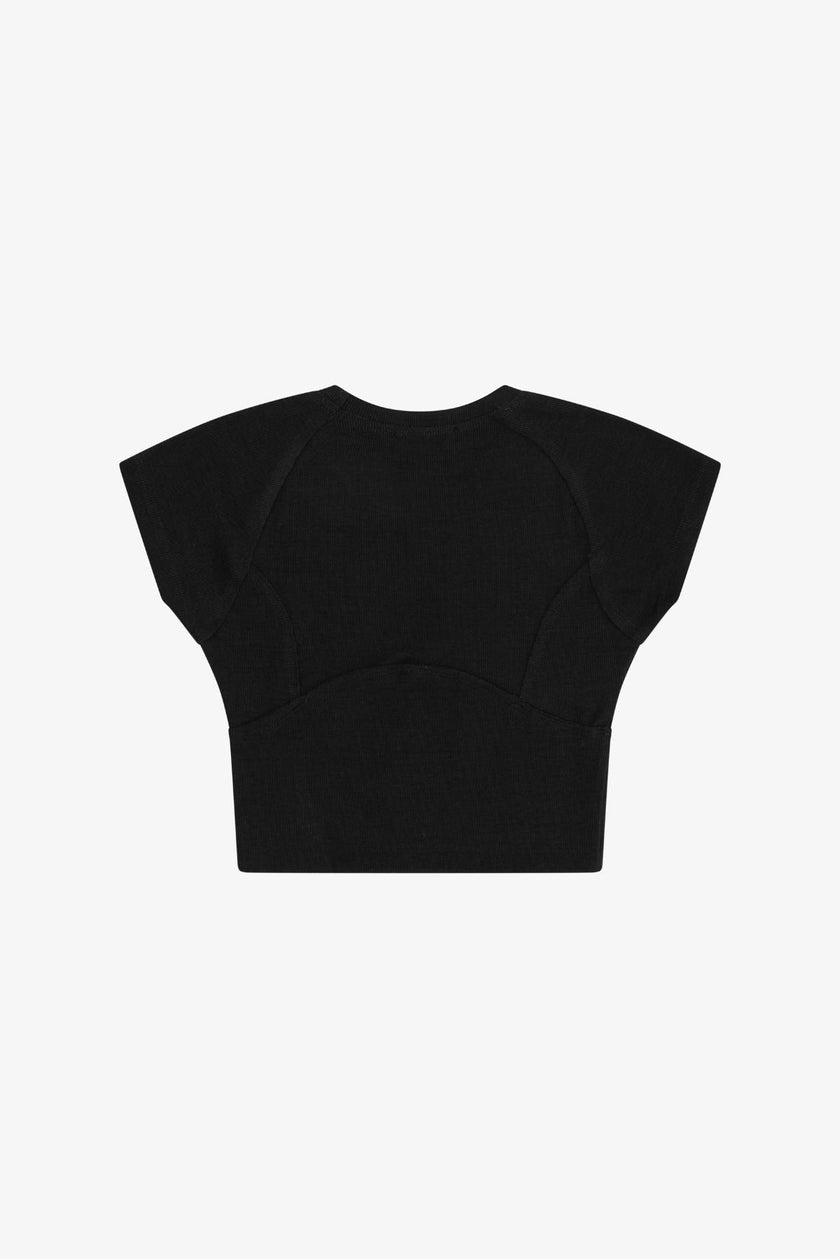 Rayon Rib Cap Sleeve Baseball Tee