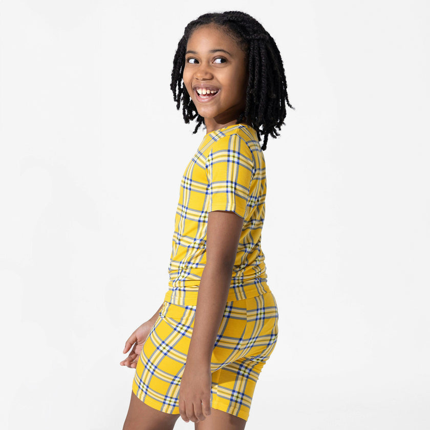 Clueless Total Betty Plaid Bamboo Kids Pajama Short Set