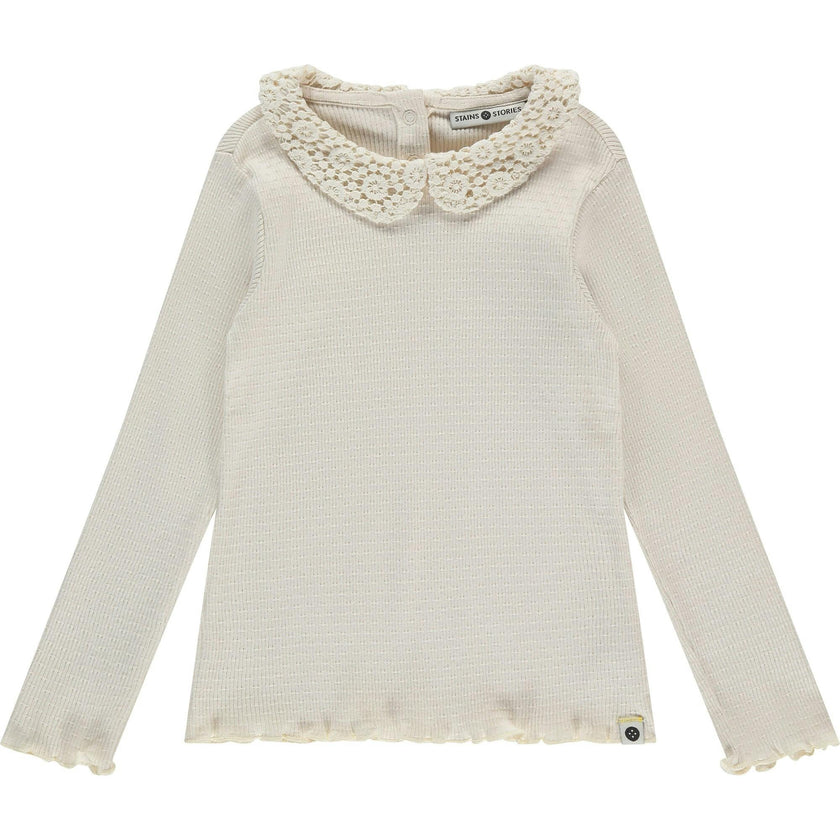 Crochet Collar Long Sleeve Top
