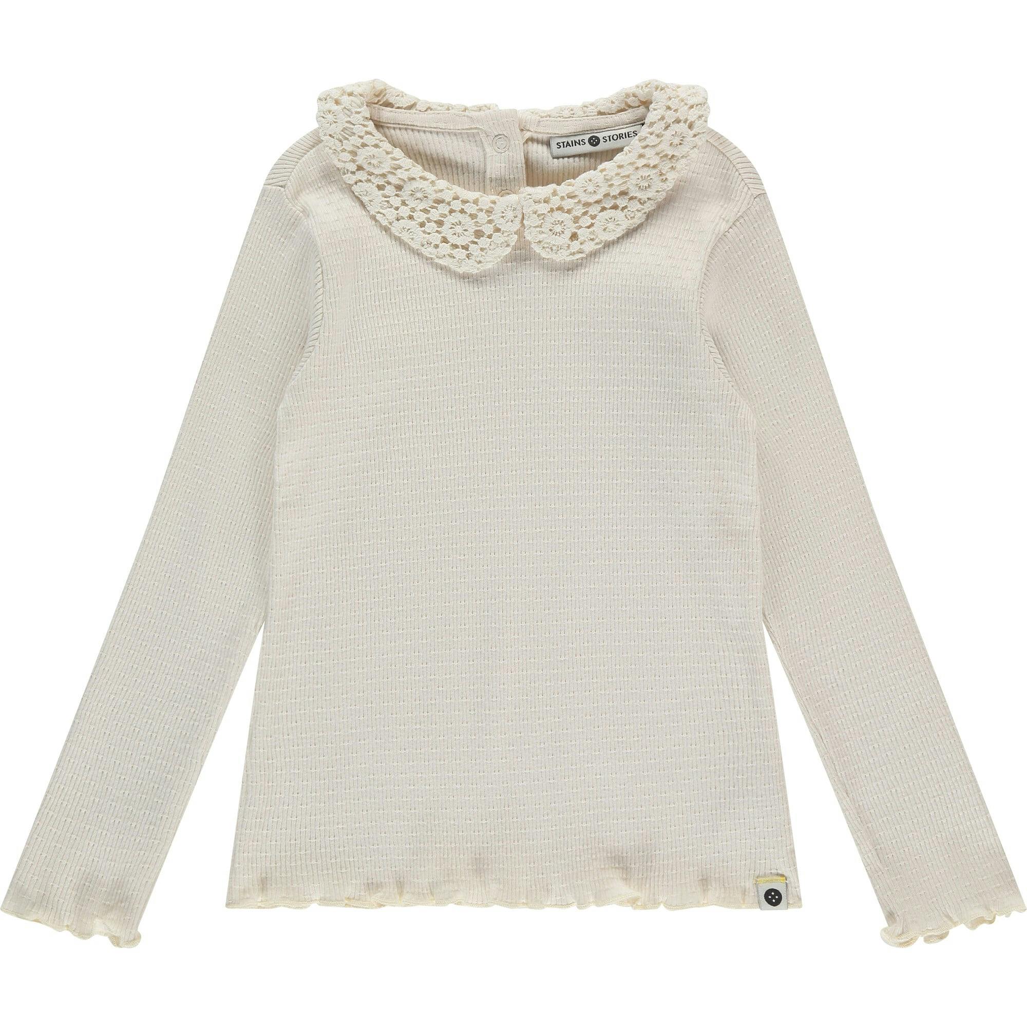Crochet Collar Long Sleeve Top