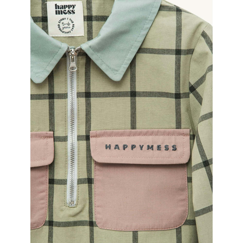 children's plaid shirt - misty green