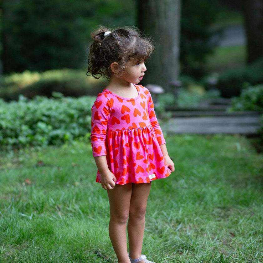 Long Sleeve Bubble Romper in Hearts