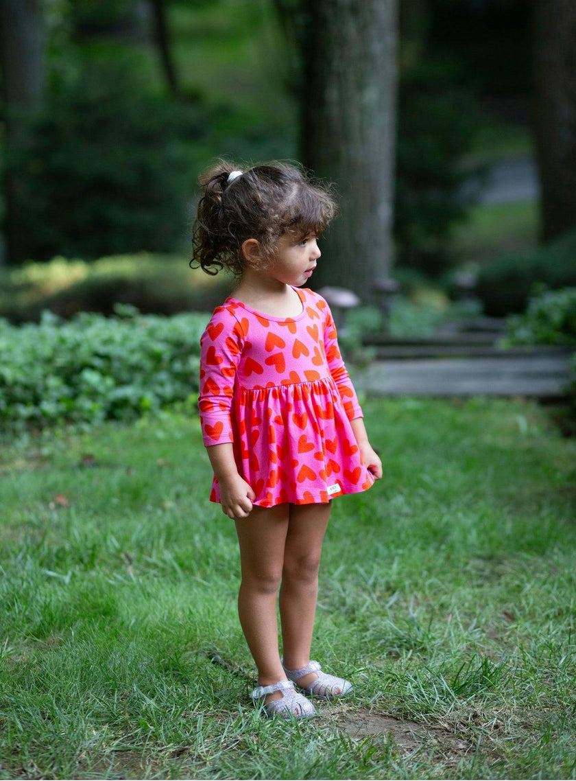 Long Sleeve Bubble Romper in Hearts