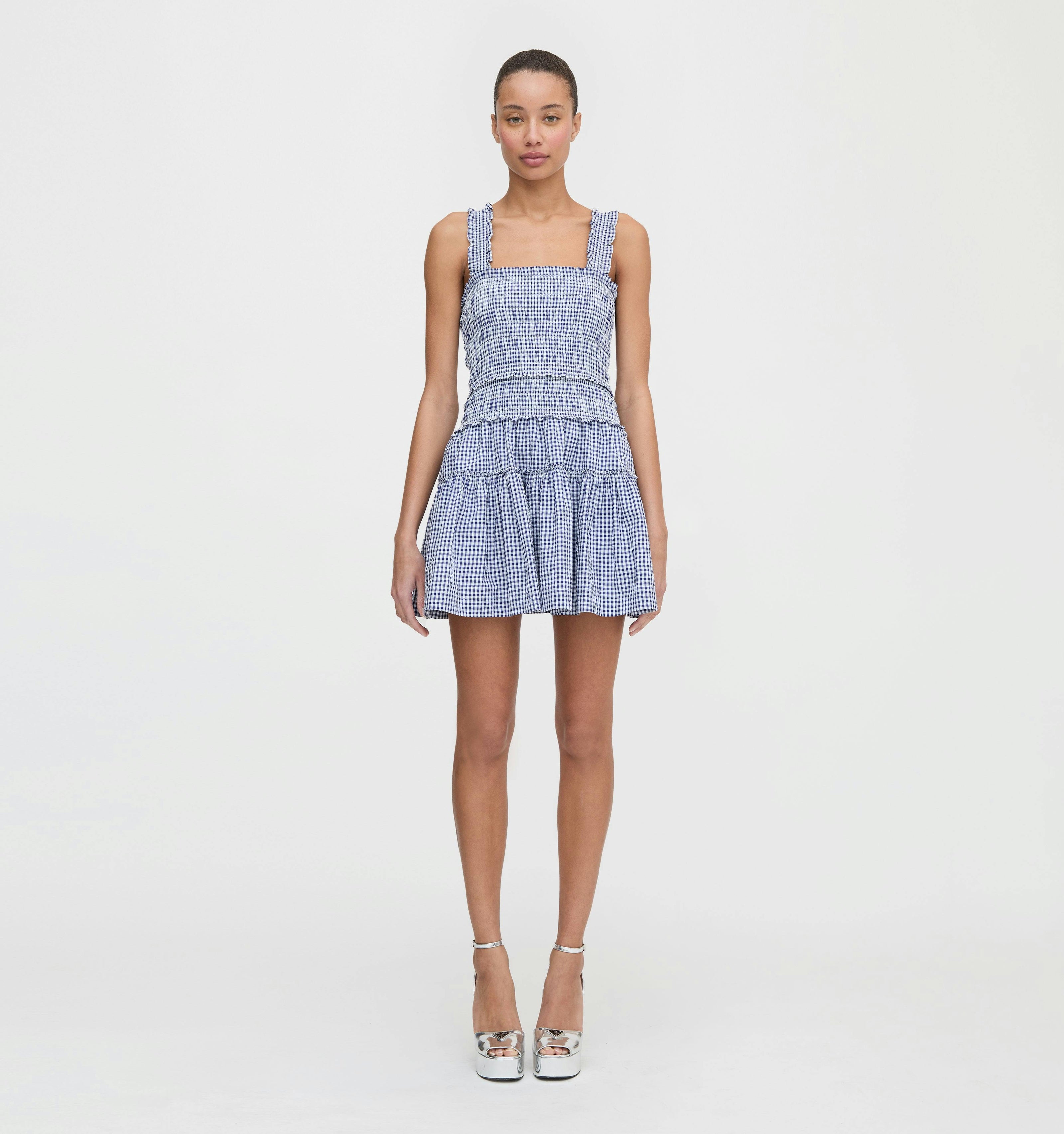 The Azalea Mini Nap Dress - Navy Gingham