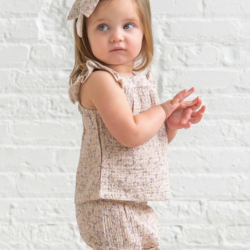 Colette Muslin Tank and Bloomer Set - Vionna Floral / Shell + Fog