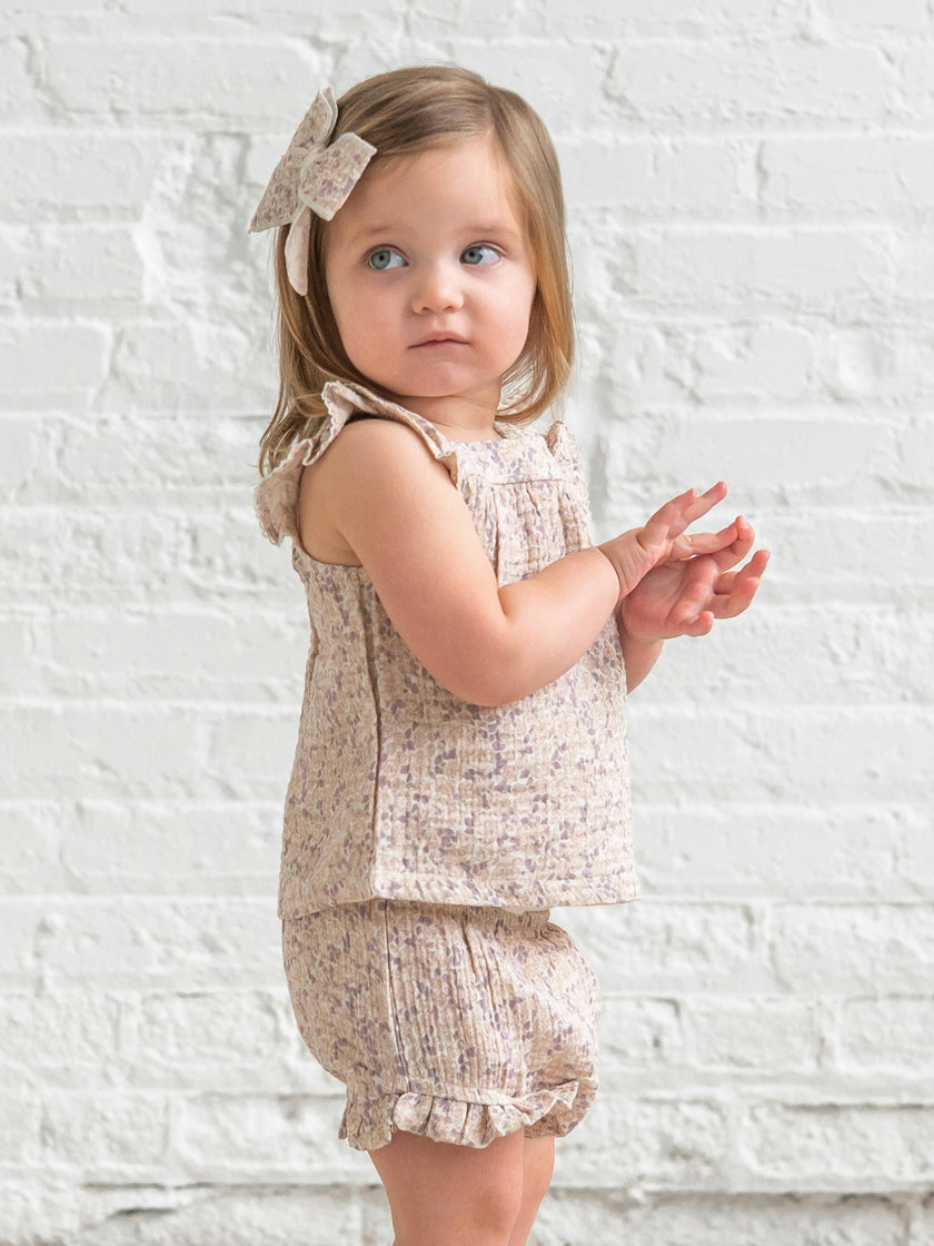 Colette Muslin Tank and Bloomer Set - Vionna Floral / Shell + Fog