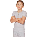 Kid's Pima Snug Fit Pajama Short Set in Blue Stripes