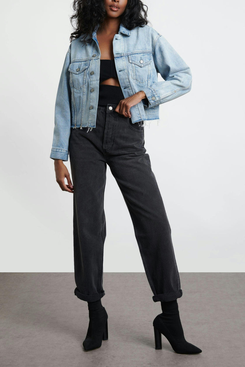The Harvey Raw Hem Cropped Denim Jacket