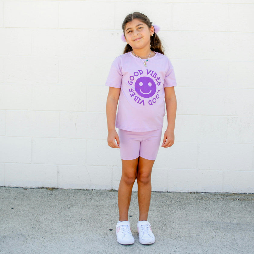 Happy Face "BE HAPPY" Message T-Shirt and Short Set Kids