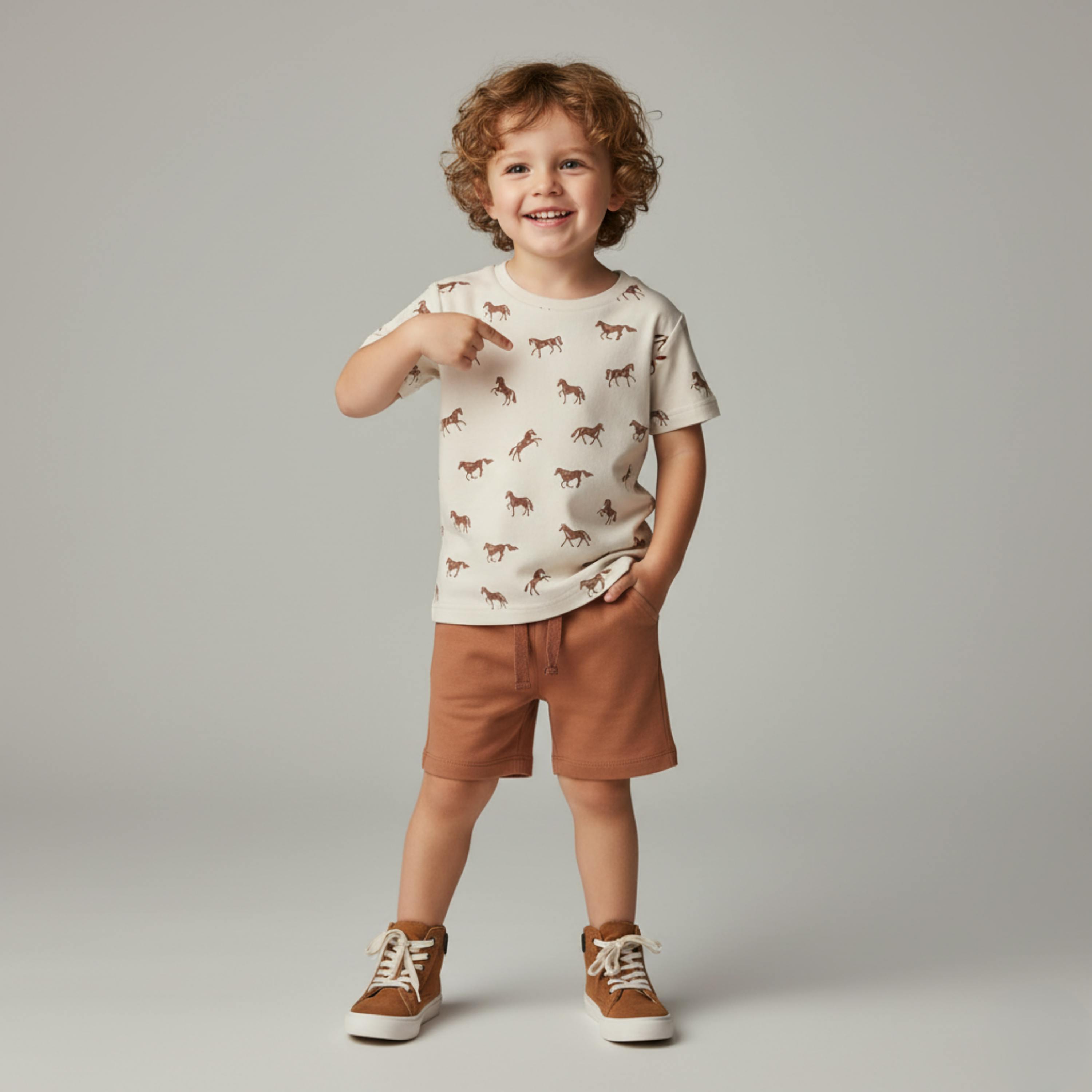 Organic Tee & Shorts Set - Horses