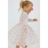 3/4 Sleeve Twirl Dress in Pale Purple Petals